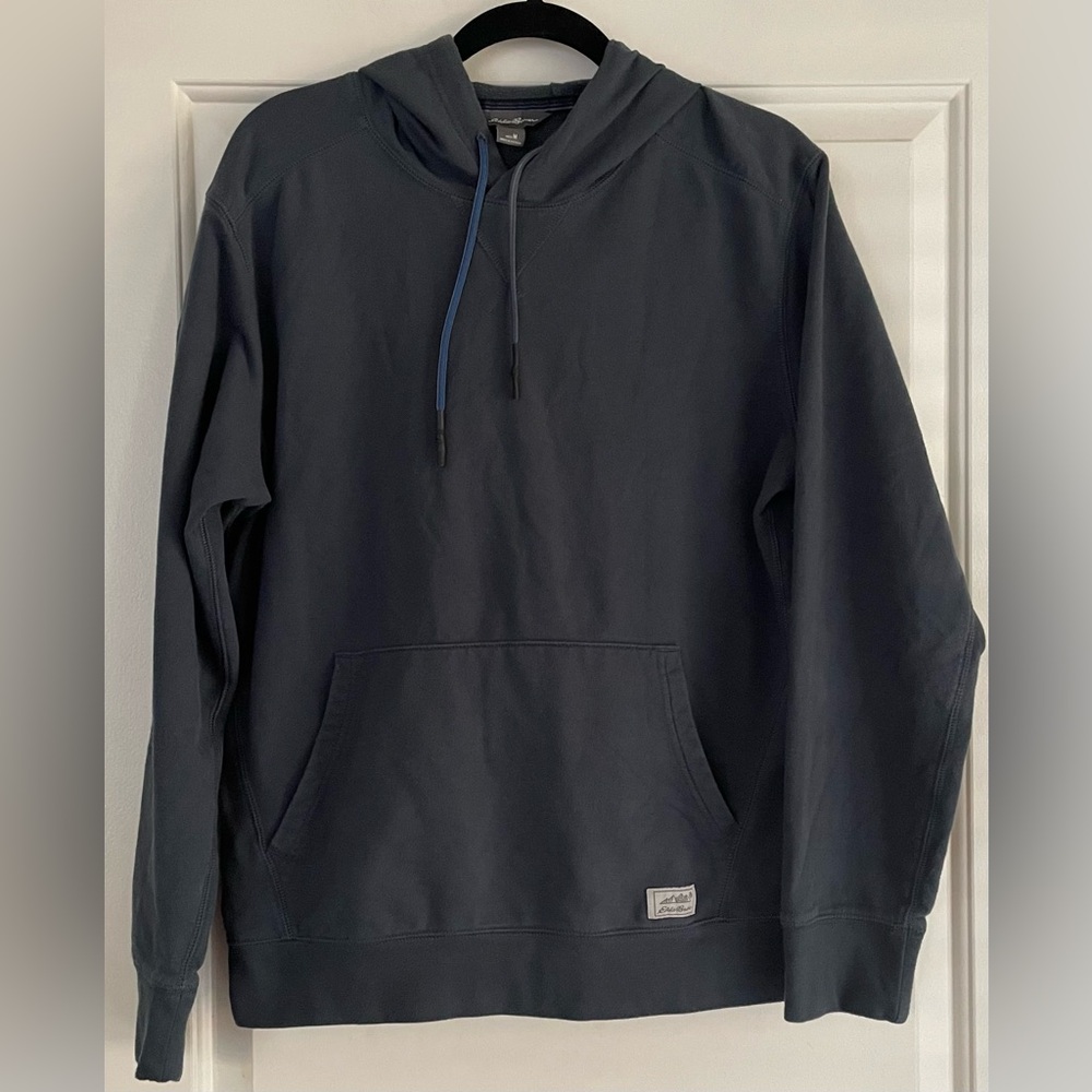 Eddie Bauer Men’s Everyday Grey/Blue Hoodie with Logo Patch